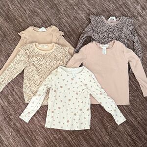 Charming Kids Long Sleeve Tees - Beige, Cream, Pink